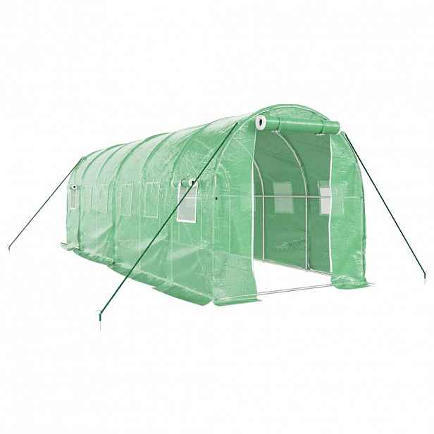vidaXL Skleník s ocelovým rámem zelený 12 m² 6 x 2 x 2 m
