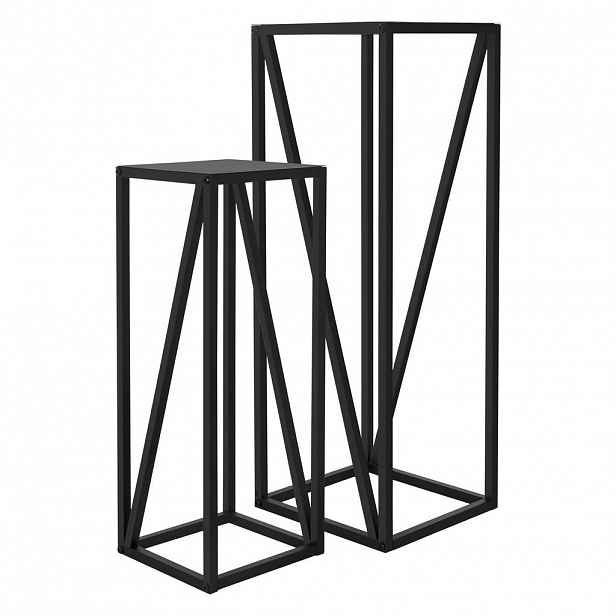 ML-DESIGN VÁZAČ NA KVĚTINY, sada 2 ks, černý, 21,5 x 21,5 x 57,4 cm / 26 x 26 x 73,5 cm, ocel