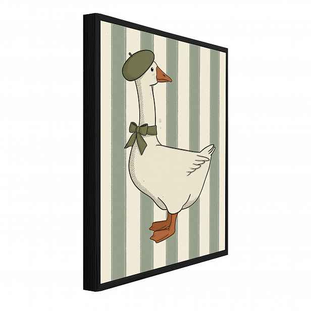 Strukturální Obraz V Černém Rámu Husa Pásy Retro Obývací Pokoj Ložnice 60x40