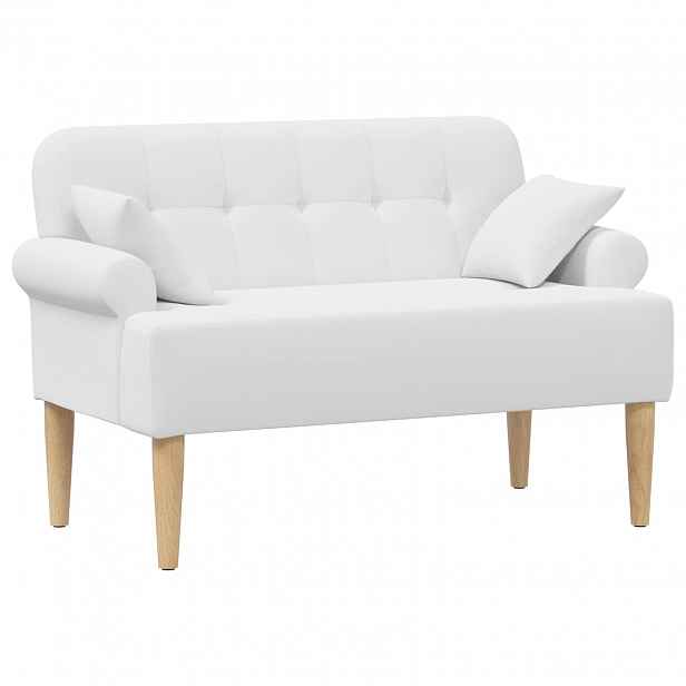 vidaXL Pohovka s knoflíkovým prošíváním Bílá 120 x 65 x 79 cm Textil