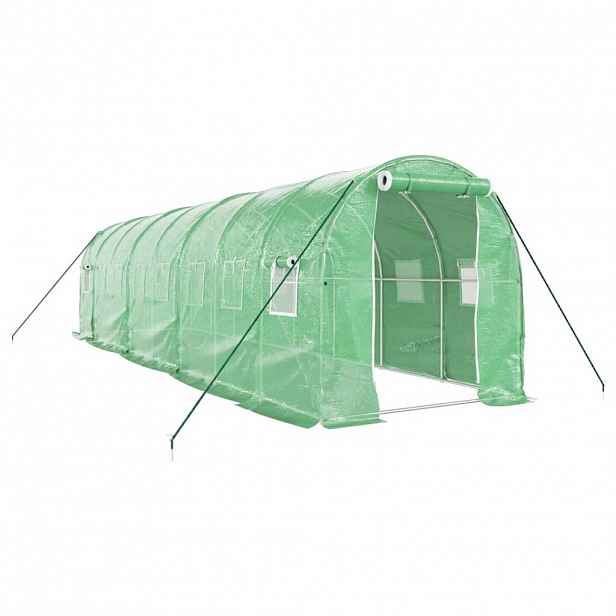 vidaXL Skleník s ocelovým rámem zelený 16 m² 8 x 2 x 2 m