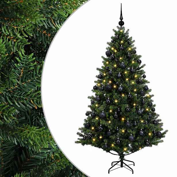 vidaXL Umělý vánoční stromek s baňkami 240 cm 300 LED Teplá bílá