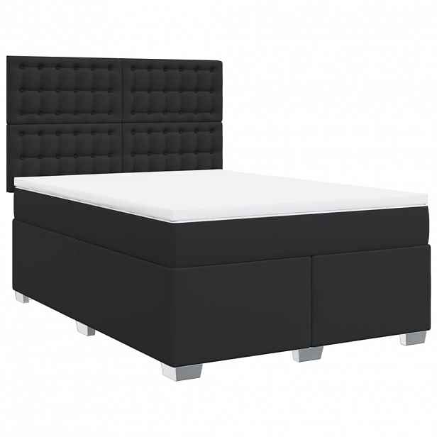 vidaXL Box spring postel s matrací černá 140 x 190 cm umělá kůže