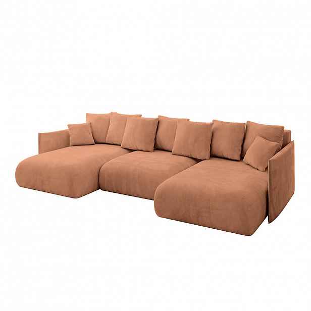 ALTDECOR SEDACÍ SOUPRAVA s funkcí lůžka a úložným prostorem pod postelí ONESK-U 317x177x72 korálový velur