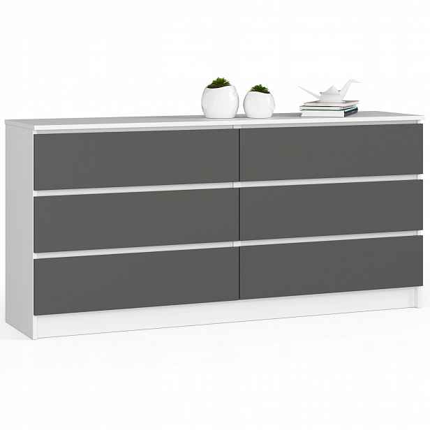 Komoda K160 6SZ Clp Pk Bílá Šedá Akd