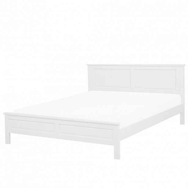 Beliani DŘEVĚNÁ POSTEL 160/200 cm Bílá Olivet