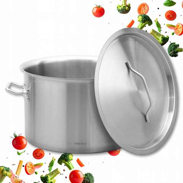 Hrnec s poklicí 24 litý gastronomický 36x24 cm ocel indukce a plyn
