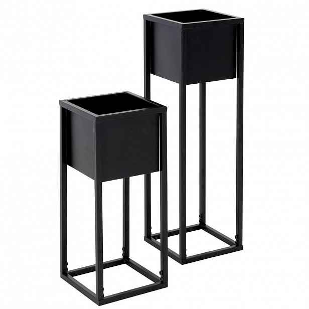 ML-DESIGN VÁZÁK NA KVĚTINY, sada 2 ks, černý, 21 x 50/70 x 21 cm, z kovu
