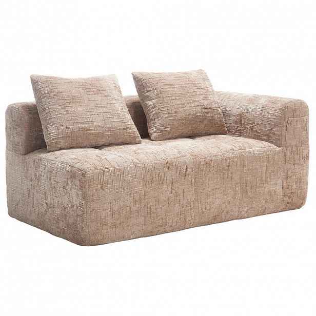 OKWISH POHOVKA 158/90/60 cm khaki z chenille s kapsami a polštářem