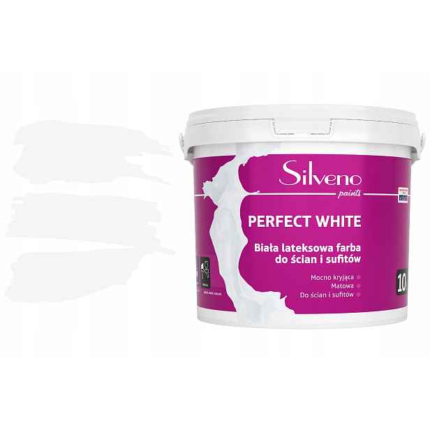 Silveno Perfect White Bílá latexová barva Ideální Strop A Stěna