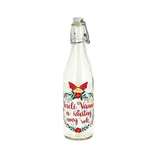 Skleněná láhev s patentním uzávěrem TORO 540ml Veselé Vánoce