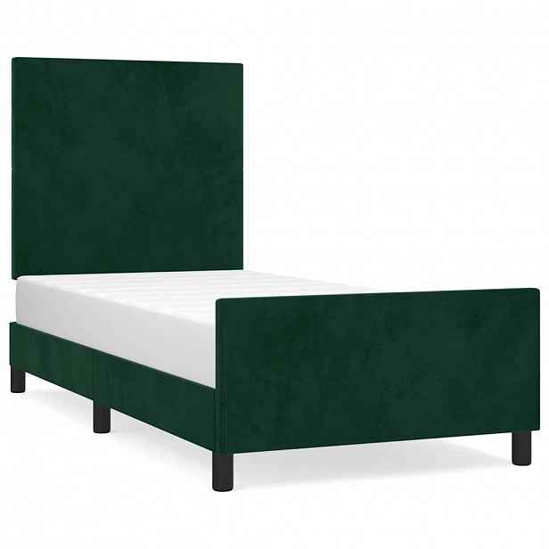 vidaXL Rám postele bez matrace tmavě zelená 80 x 200 cm samet