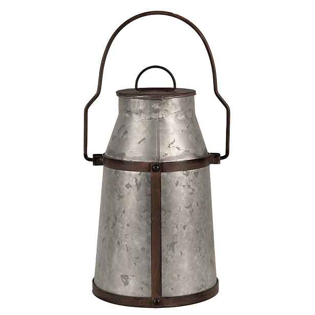 Zinková antik dekorativní plechová konev na mléko s držadlem - 21*20*31/44 cm Clayre & Eef