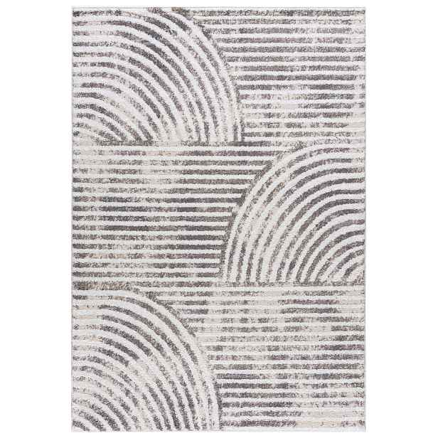 Koberec do obývacího pokoje béžový 80x150 cm, geometrické oblouky, moderní, měkký