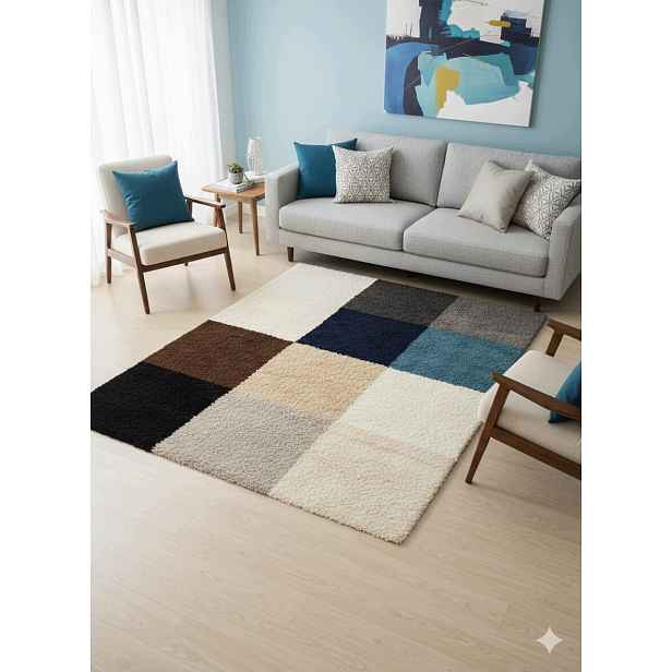 Koberec shaggy 160x230 cm patchwork barevný, moderní, měkký