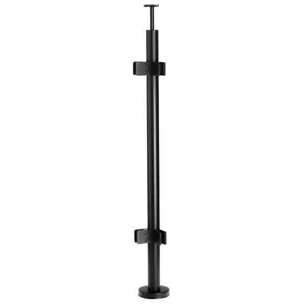 Rohový sloupek pro skleněné zábradlí 100 cm Černý fi 42 mm Loft 4 úchyty
