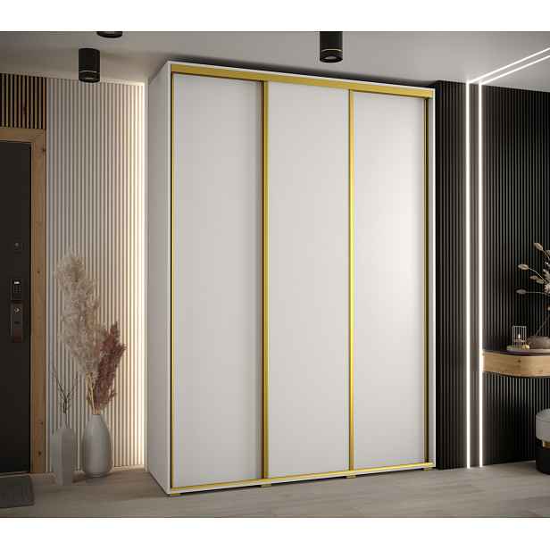 Šatní skříň ASIRI 1 - 180/45 cm, bílá / zlatá