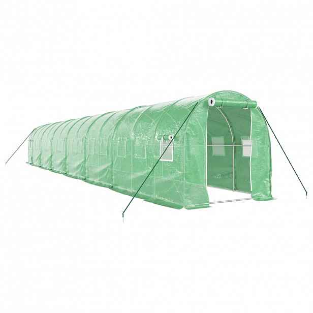 vidaXL Skleník s ocelovým rámem zelený 28 m² 14 x 2 x 2 m