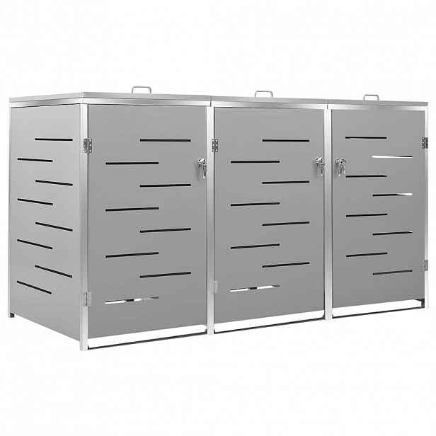 vidaXL Přístřešek na tři popelnice 207 x 77,5 x 115 cm nerezová ocel