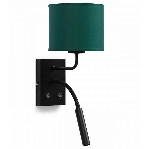 Nástěnná lampa se čtecím ramenem VESPILLO - zelená / zlatá / černá
