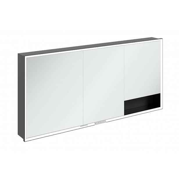 Villeroy & Boch My View+ - Zrcadlová skříňka s LED osvětlením 160x75x17 cm, 3 dvířka, černá/matná černá B48216VL