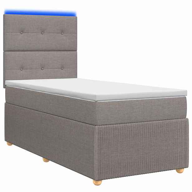 vidaXL LED rošt s matrací s LED pásky s čelo Taupe 100 x 200 cm Textil