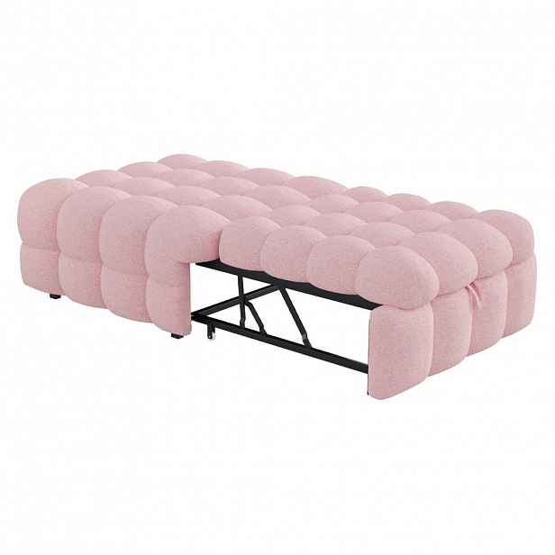 OKWISH ROZKLÁDACÍ křeslo 183/76/42 cm růžové z imitace beránčí kůže 2 v 1