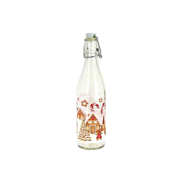 Skleněná láhev s patentním uzávěrem TORO 260ml perníčková vesnička