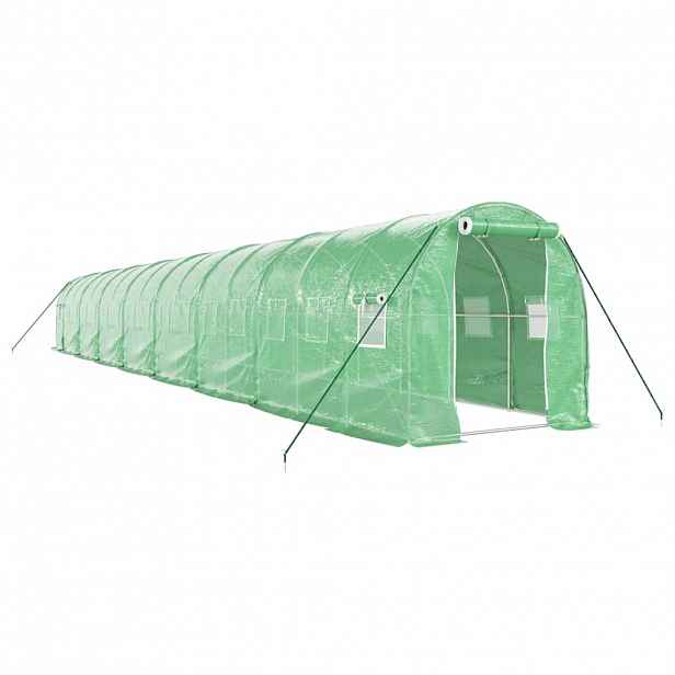 vidaXL Skleník s ocelovým rámem zelený 32 m² 16 x 2 x 2 m
