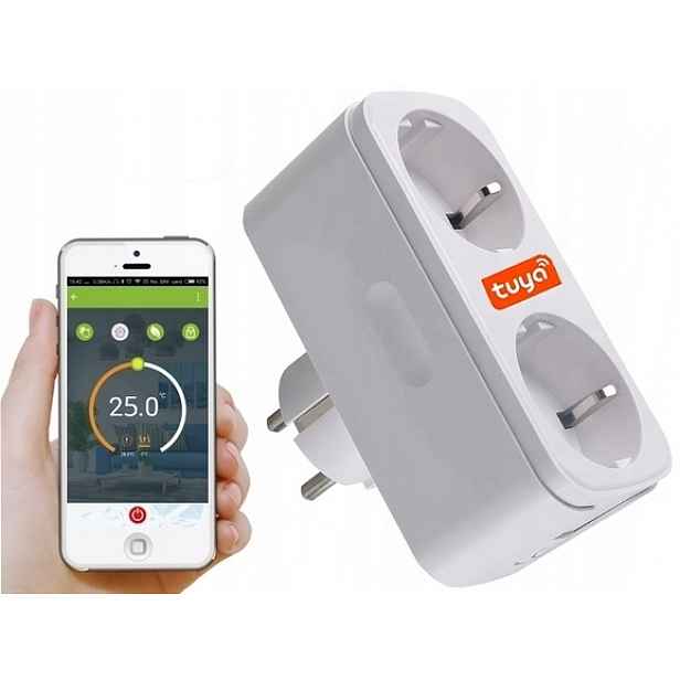 Zásuvka Dvojitá WiFi Měření Tuya Smart