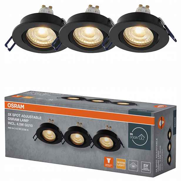 3x Stropní Led svítidlo GU10 4.5W 2700K stmívatelné Osram