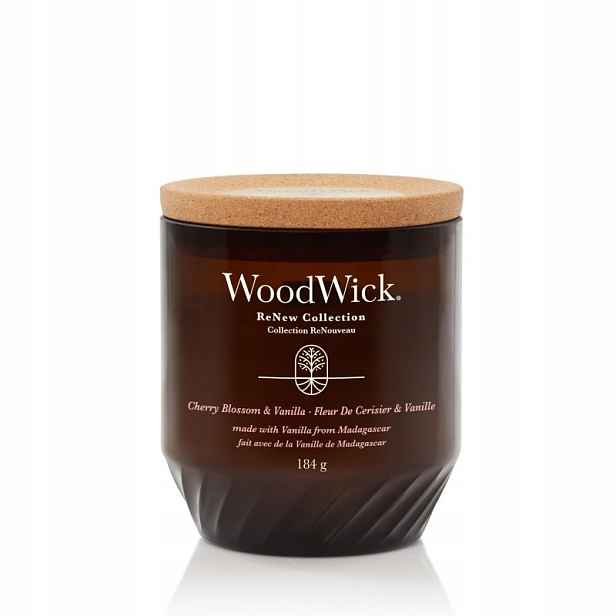 Cherry Blossom & Vanilla WoodWick střední vonná svíčka s dřevěným knotem