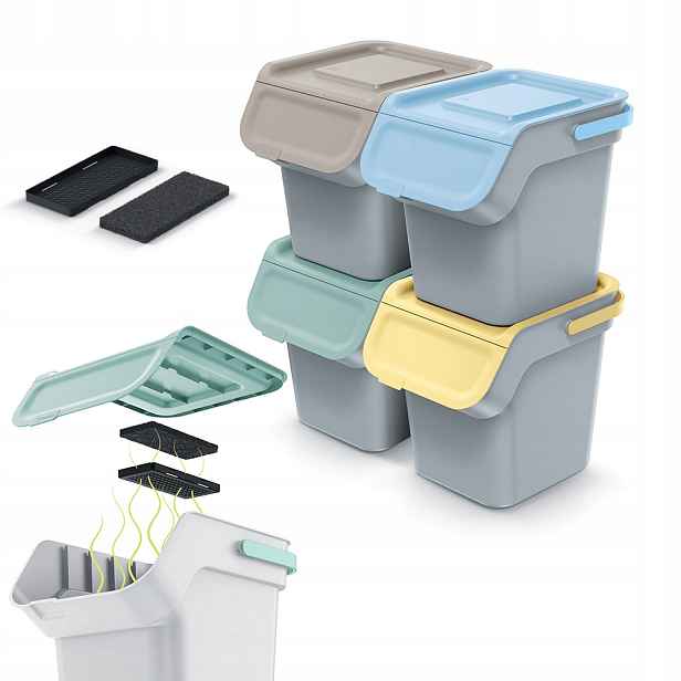 Sada odpadkových košů na tříděný odpad Kaddi Q Set NLW25S4 smooth gray