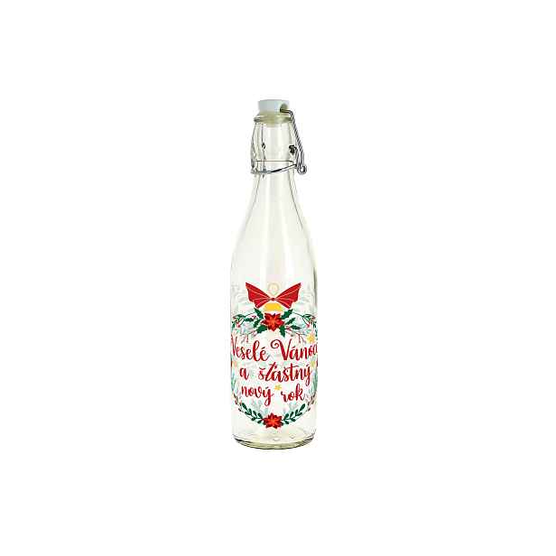Skleněná láhev s patentním uzávěrem TORO 260ml Veselé Vánoce