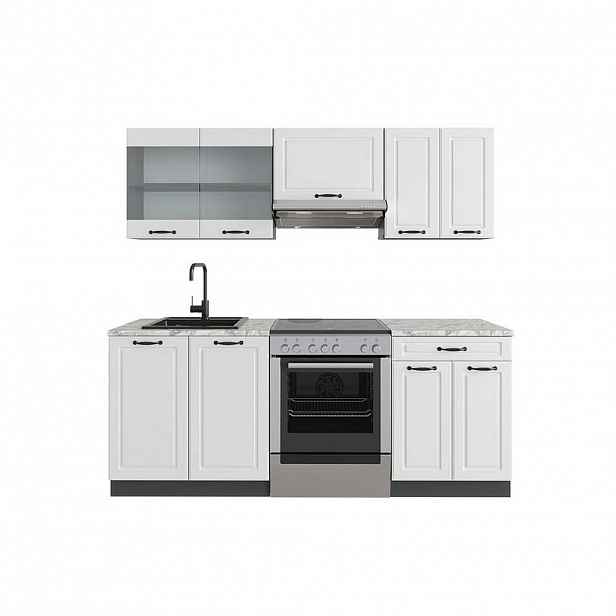 Vicco KUCHYŇSKÝ KOUT R-Line Bílý venkovský dům/antracit 200 cm , PD Mramor