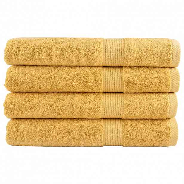 vidaXL Prémiové saunové osušky SOLUND 4 ks zlaté 80x200 cm 600 g/m²