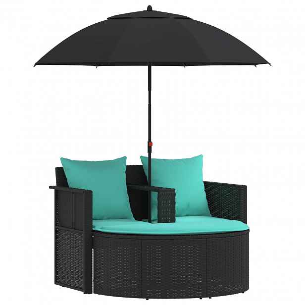 vidaXL Zahradní sofa 8 ks polyratan Černá a tyrkysová