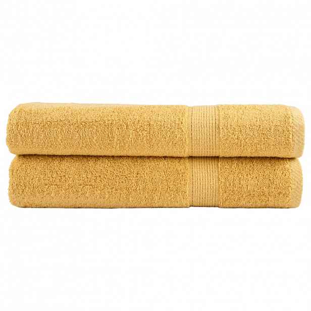 vidaXL Prémiové ručníky SOLUND 2 ks zlaté 100x200 cm 600 g/m²