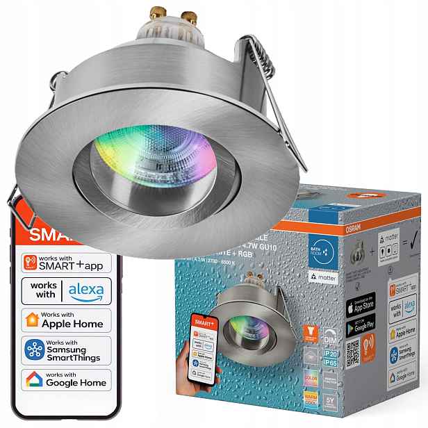 Kulaté Stropní Svítidlo Hermetické svítidlo Smart Cct Rgb 4.7W Podbitka Osram