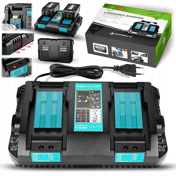 Náhradní nabíječka Makita DC18RD 18V 2 porty pro akumulátorové baterie