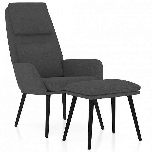 vidaXL Relaxační křeslo se stoličkou tmavě šedé textil