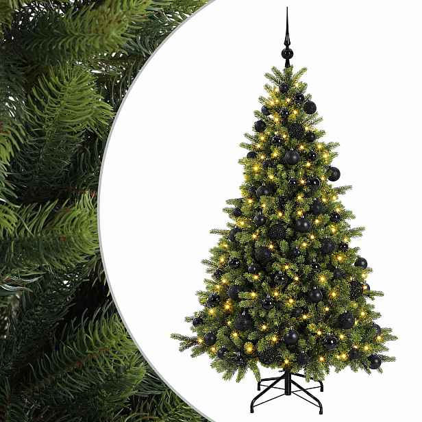 vidaXL Umělý vánoční stromek s vánočními koulemi 180 cm 300 LED