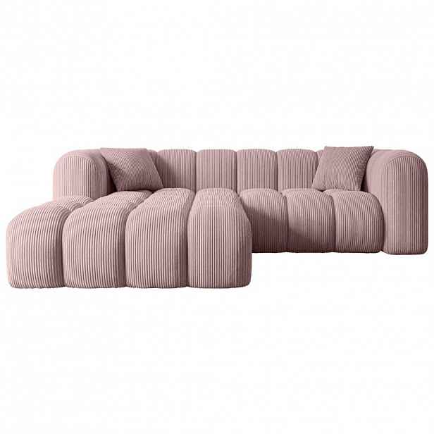 ALTDECOR ROHOVÁ SEDACÍ SOUPRAVA s otomanem vlevo OLEA-L1 – 231 × 173 × 74 cm, růžová