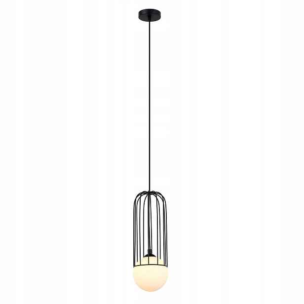 Moderní černá drátěná skleněná závěsná lampa bílá koule 10 cm Italux