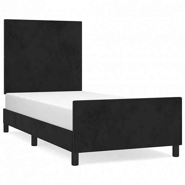 vidaXL Rám postele s čelem černý 90x190 cm samet