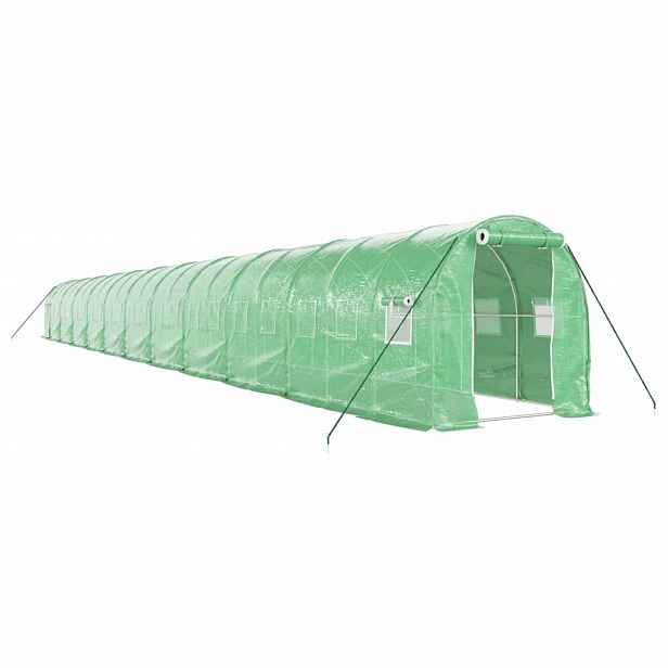 vidaXL Skleník s ocelovým rámem zelený 44 m² 22 x 2 x 2 m