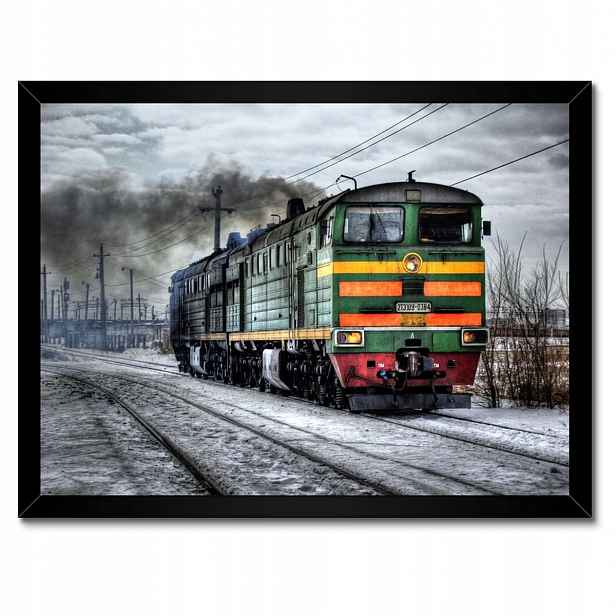 Plakáty v rámu 40x30 Vlak Lokomotiva Zima