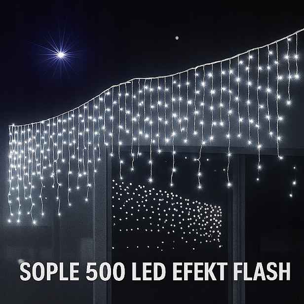 Rampouchy 500 Led 25 M Bílá Flash Závěs Venkovní Vánoční Osvětlení IP44