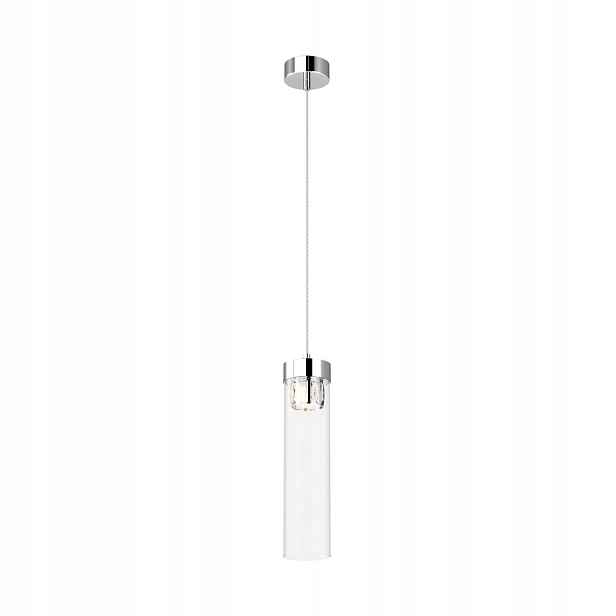 Závěsná lampa chromová s křišťály, skleněná tuba nad stůl Zuma Line