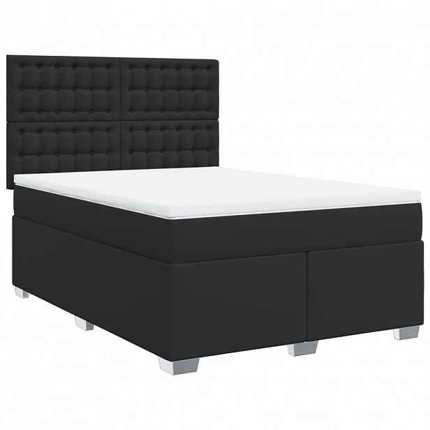 vidaXL Box spring postel s matrací černá 160x200 cm umělá kůže
